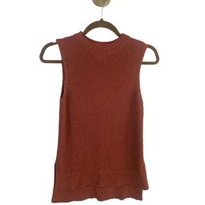 Lou & Grey sleeveless,  tunic sweater with crew neck Pumpkin or persimmon color